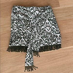 Zara Olive and Cream Patterned Skirt